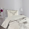 thumbnail image 4 of Ambesonne Antlers Quilted Coverlet 2 Pcs, Sketch of Deer Head, Twin Size, Warm Taupe, 4 of 5