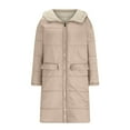 thumbnail image 4 of Dezsed Women's Oversized Shearling Fleece Long Cotton Coat Zippered Jackets 2024 Winter Fashion Clothes Khaki XL on Clearance, 4 of 6