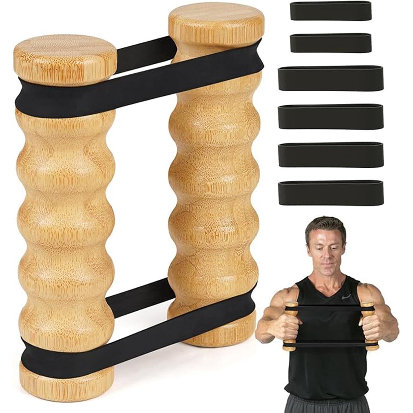 Resistance Bands Set with Wooden Handles - Upper Body Workout Tools with 2 Wooden Bars & 8 Resistance Bands for Home Gym, Fitness Training, Strength Building