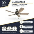 thumbnail image 3 of Prominence Home 50565-35 Glencrest Farmhouse 52-Inch Aged Bronze Indoor Ceiling Fan, Barnwood/Tumbleweed Blades, 3 of 15