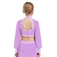 thumbnail image 2 of LiiYii Kids Girls Sparkly Rhinestone Long Sleeve Lyrical Jazz Ballet Dance Crop Tank Tops Figure Lavender 16, 2 of 5