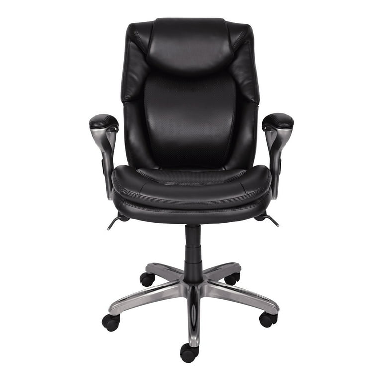 Serta Upholstered Back in Motion Health & Wellness Office Chair with  Adjustable Arms Bonded Leather Black 44186 - Best Buy