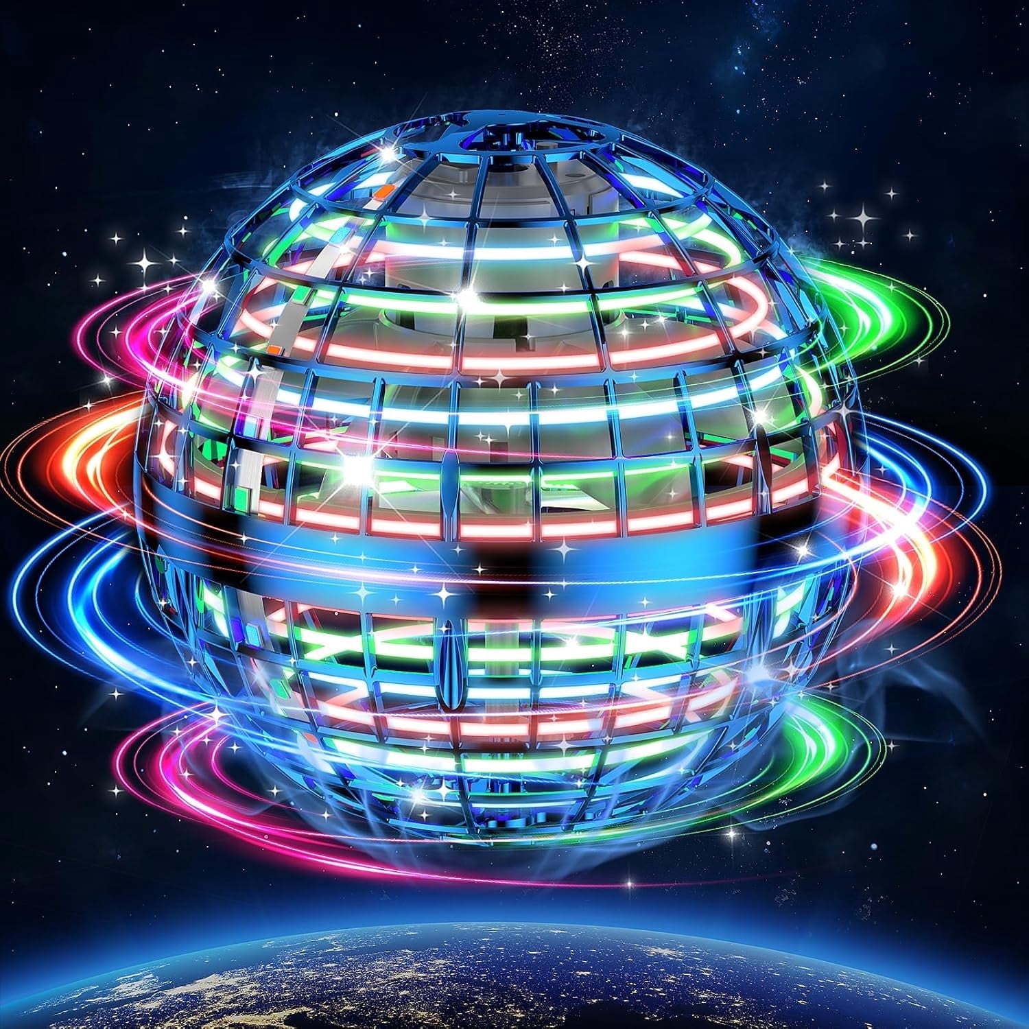 Flying Ball Toys, Hover Orb, Upgrade Flying Orb Mini Drone Floating Boomerang Ball 360°Rotating LED Light Fly Spinner Cool Toys Magic Toy Safe for Kids Teen Adults Indoor Outdoor