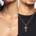 thumbnail image 2 of 14K Solid Yellow Gold Latin Mexican Holy Cross Necklace Religious Chain Pendant Jesus Christ Charm with chain 24inch, 2 of 11