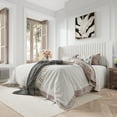 thumbnail image 1 of Amolife King Size Velvet Upholstered Bed with Wingback Headboard, Off-white, 1 of 9