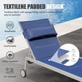 thumbnail image 5 of 3PCS Patio Chaise Lounge Chair Sets with Side Table, Textilene Reclining Chair w/ Adjustable Backrest, 2 Wheels and Aluminum Frame, Outdoor Recliners for Poolside Beach Balcony (Navy Blue), 5 of 6