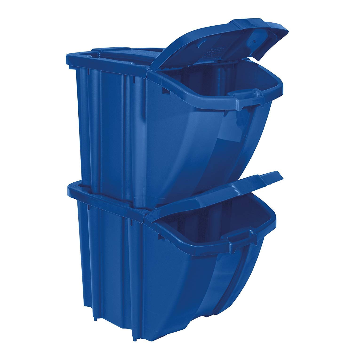 Suncast BH18GRN2 Stackable Recycling Bin Containers with Lids, Green (2  Pack) 
