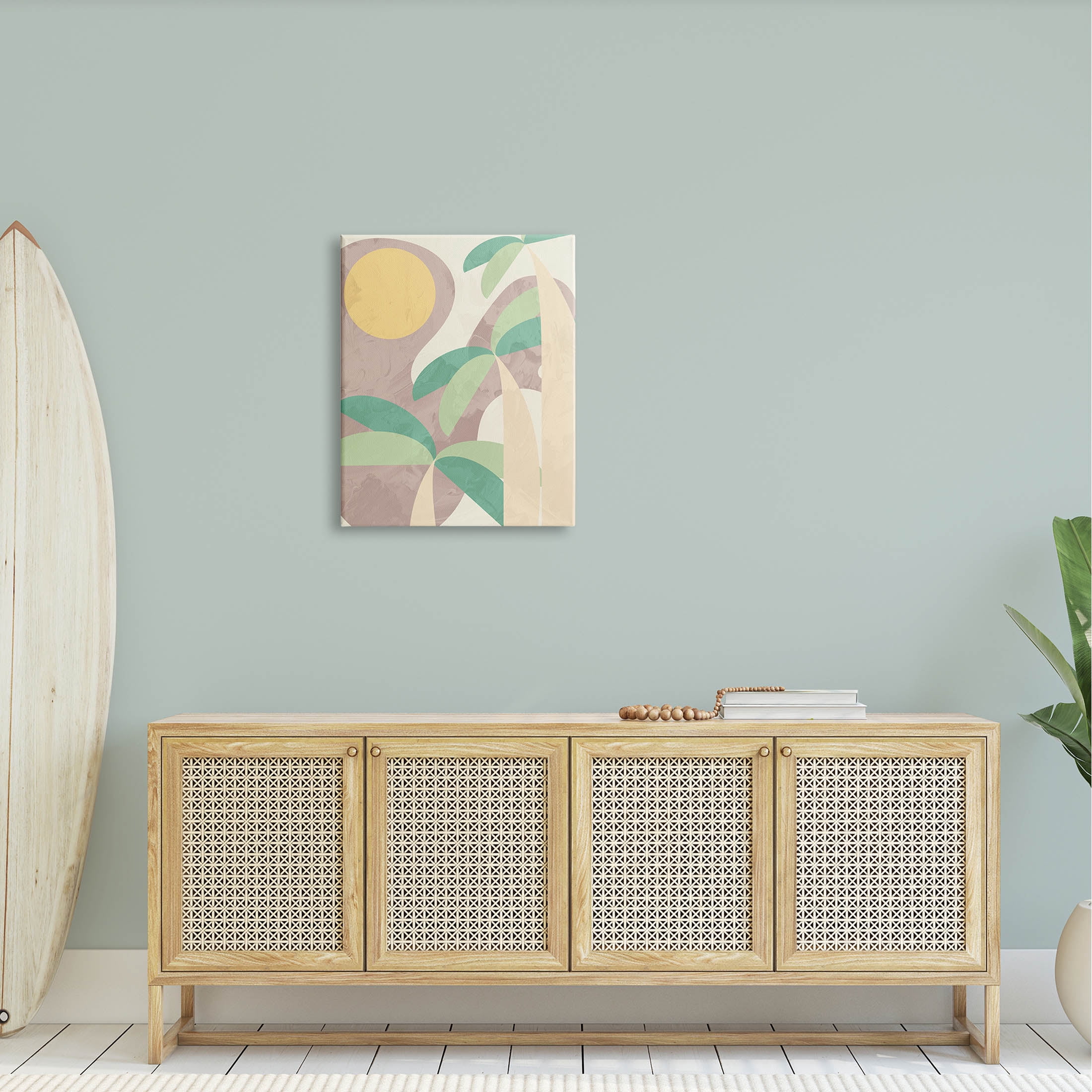 Geometric Palm Tree Summer Botanical & Floral Graphic Art Gallery Wrapped Canvas Print Wall Art
