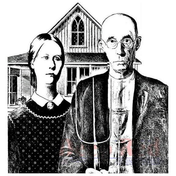 Deep Red Cling Stamp 4"X5"-American Gothic