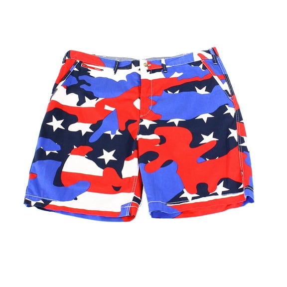 Mens Shorts Red Patriotic Camo-Print 40