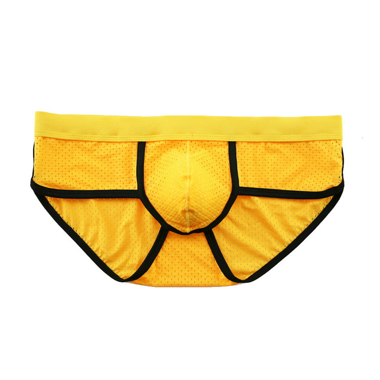 Aayomet Mens Underwear Men's Boxer Briefs Underwear Dual Pouch Quick Dry  Polyamide Sports Underwear,Yellow XL