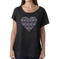 thumbnail image 1 of LA Pop Art Women's Loose Fit Dolman Cut Word Art Shirt - XOXO Heart, 1 of 2
