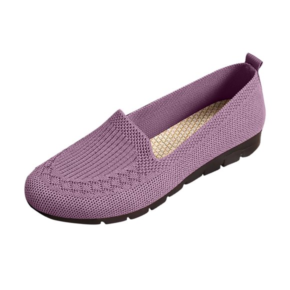 Women'S Casual Shoes Black Flat Shoes Womens Fashion Casual Spring Style Solid Color Breathable Flying Mesh Shoes Non-Slip Flat Bottom Shallow Mouth Shoes