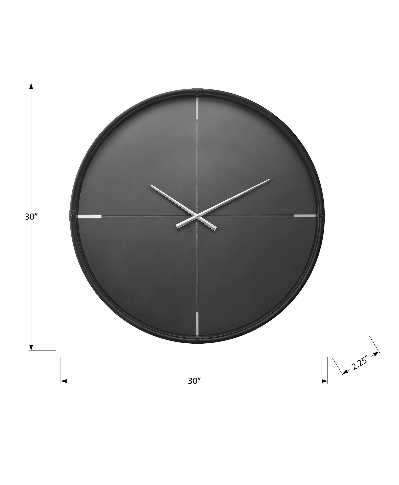 Clocks - 30" Round - Large Oversized - Wall Clock - Black Plastic Frame