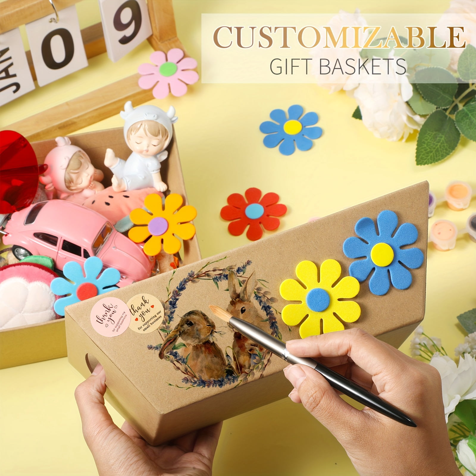 44Pcs Gift Basket Wrapping Set, Gift Baskets Empty With 12 Paper Tray Containers, 12 Clear Cellophane Bags for Gift Baskets and 20 Pull Bow Ribbons, Kraft Brown Packaging Kit for Party, Gifting