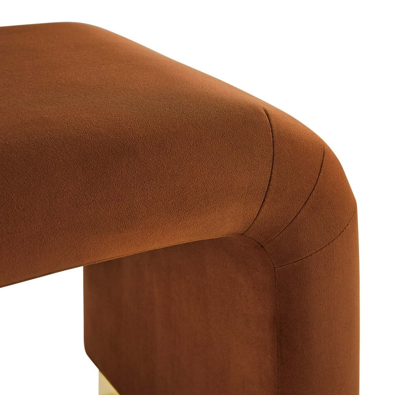Koda Performance Velvet Waterfall Stool in Brass Rust