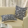 thumbnail image 5 of Block Print Pillow Covers 18x18 Set of 2 Vintage Navy Blue Floral Throw Pillow Covers Rustic Boho Decorative Flowers Pillowcase Farmhouse Linen Cushion Cover for Sofa Couch Outdoor Decor, 5 of 6