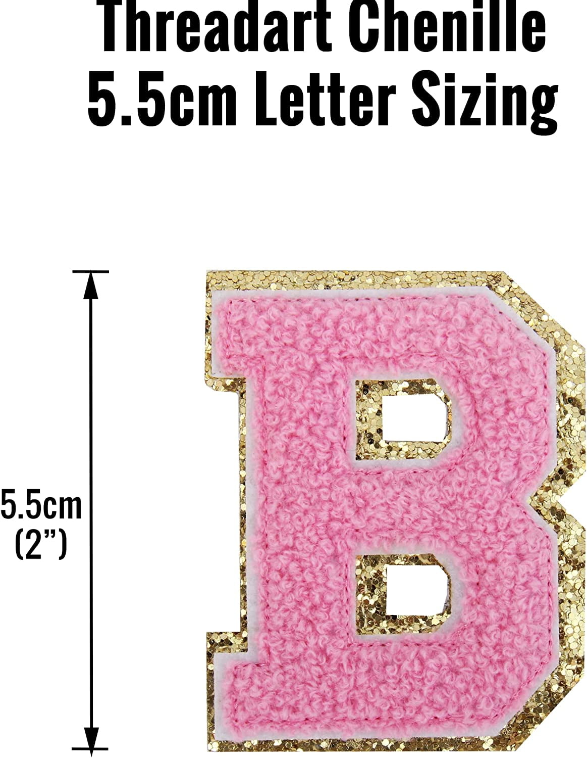 26 Letter Set Chenille Iron On Glitter Varsity Letter Patches - Blue  Chenille Fabric With Gold Glitter Trim - Sew or Iron on - 5.5 cm Tall 