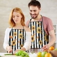 thumbnail image 5 of Black White Stripe Orange Leaf Sunflower Apron-Garden Aprons for Women with Pockets-Cotton Linen Waterproof Kitchen Cooking Gardening Aprons Adjustable for Kitchen,Cooking,BBQ and Salon 33x27 Inch, 5 of 7