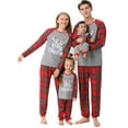 thumbnail image 1 of Matching Family Pajamas Sets Christmas PJ's Santa Elk Deer Print Top and Buffalo Plaid Pants Bottom 2Pcs Sleepwear, 1 of 15