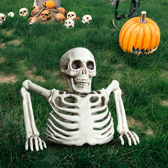 NOBRAND Halloween Skeleton Decor Tabletop White Plastic Half Skeleton Halloween Prop Decoration