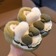 thumbnail image 2 of newwalpole Toddler Boys Girls Cozy House Slippers Warm Plush Winter Soft Sole Cotton Slipper for Kids Non-Slip Cute Bow Indoor Shoes Green for Size 6, 2 of 5