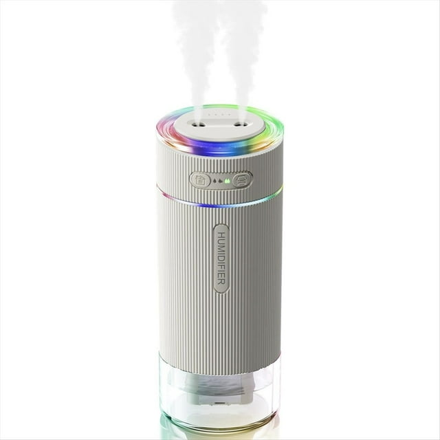 Humidificador Portátil Pequeño para Dormitorio, con Doble Boquilla y Vapor Frío Grande, Minihumidificador Personal de Escritorio para Viajes, Color .