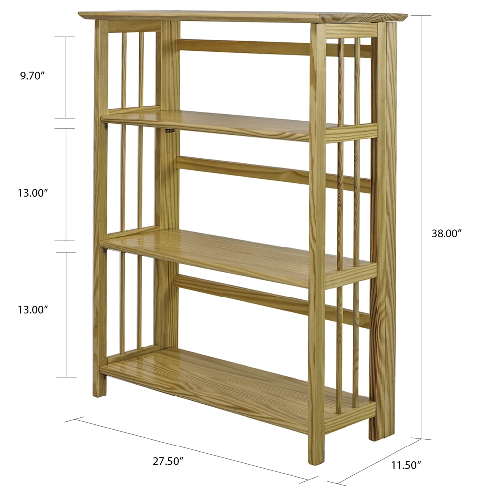3-Shelf Folding Stackable Bookcase 27.5" Wide-Natu