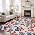 thumbnail image 2 of Independence Day 5x7 Area Rugs for Living Room, U. S. Flag Themed Love Heart Five-Pointed Stars Retro Non Slip Floor Mat Washable Low-Profile Indoor Carpet for Bedroom, Dining Room, Bathroom, 2 of 9