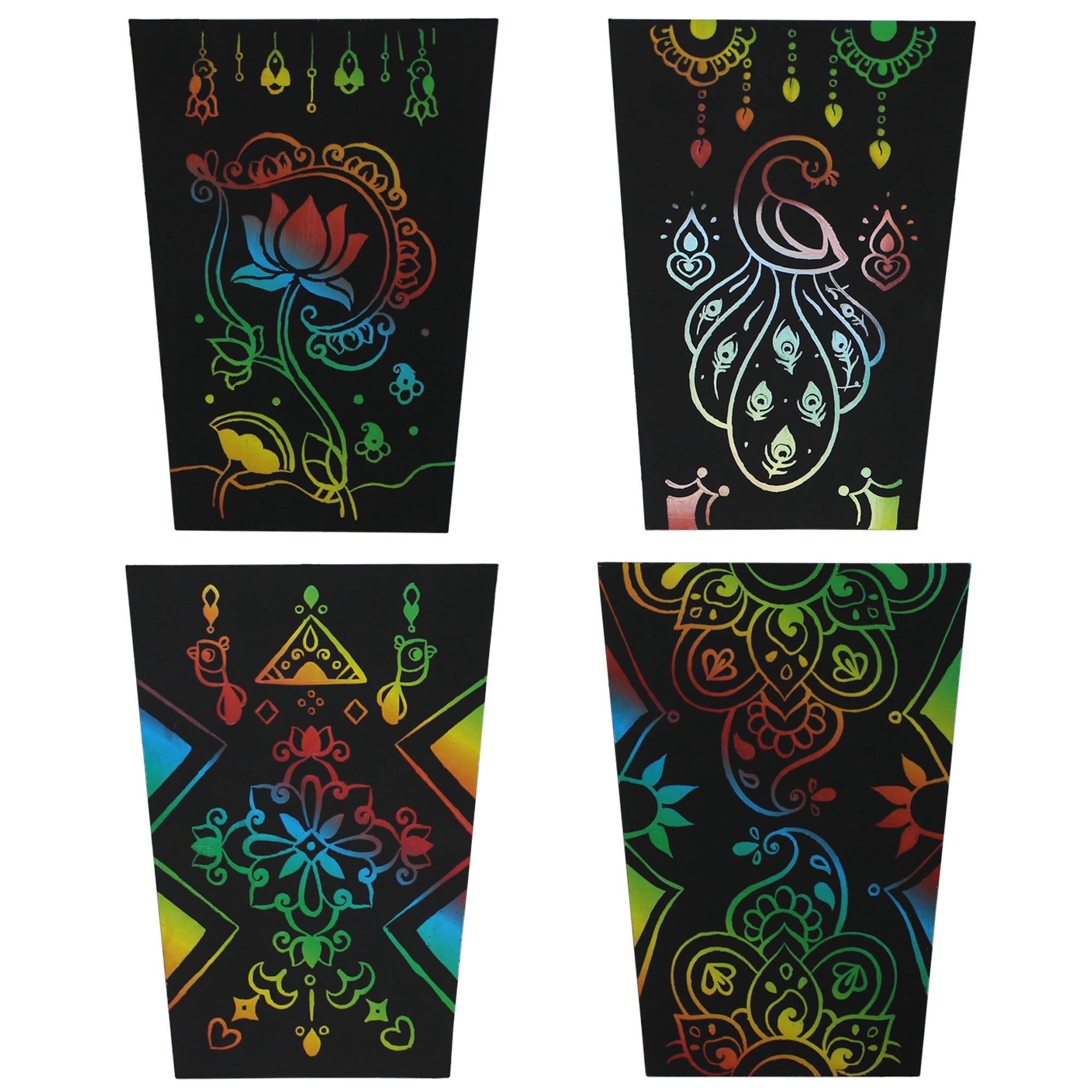 Kulture Khazana: Rangoli Mandala Scratch Art Lantern - DIY Craft Kit, LED Candle, 12" Tall, India & South Asian Culture Activity Kit, Kids Ages 6+