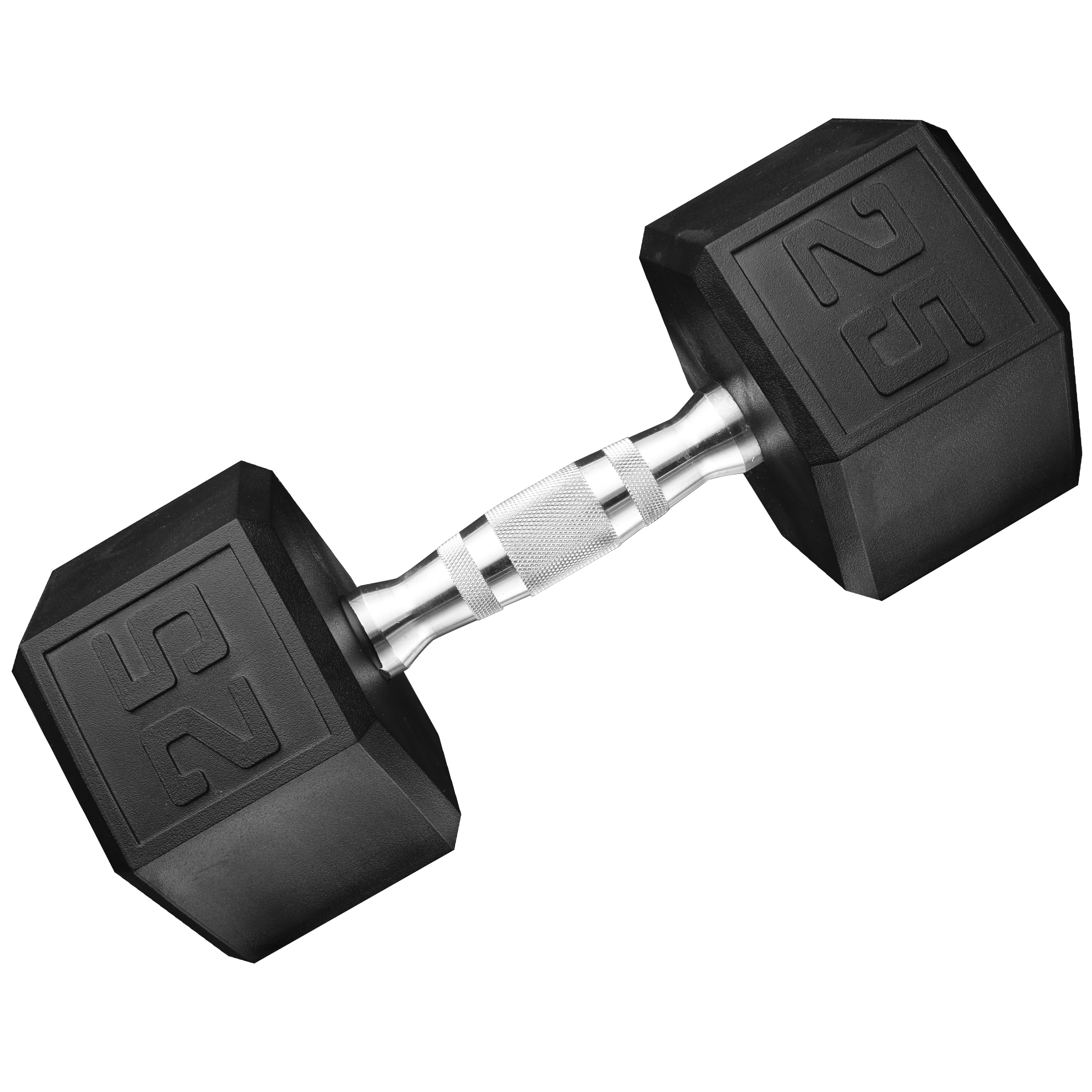 (2 pack) Athletic Works 25lb Hex Dumbbell, Single Weight, Black
