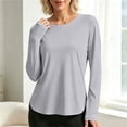 thumbnail image 5 of hotojiny Workout Tops for Women Crewneck Long Sleeve Shirts with Curved Hem UPF 50+ Sun Shirts for Hiking Running Gym Clothes(Gray,XX-Large), 5 of 7