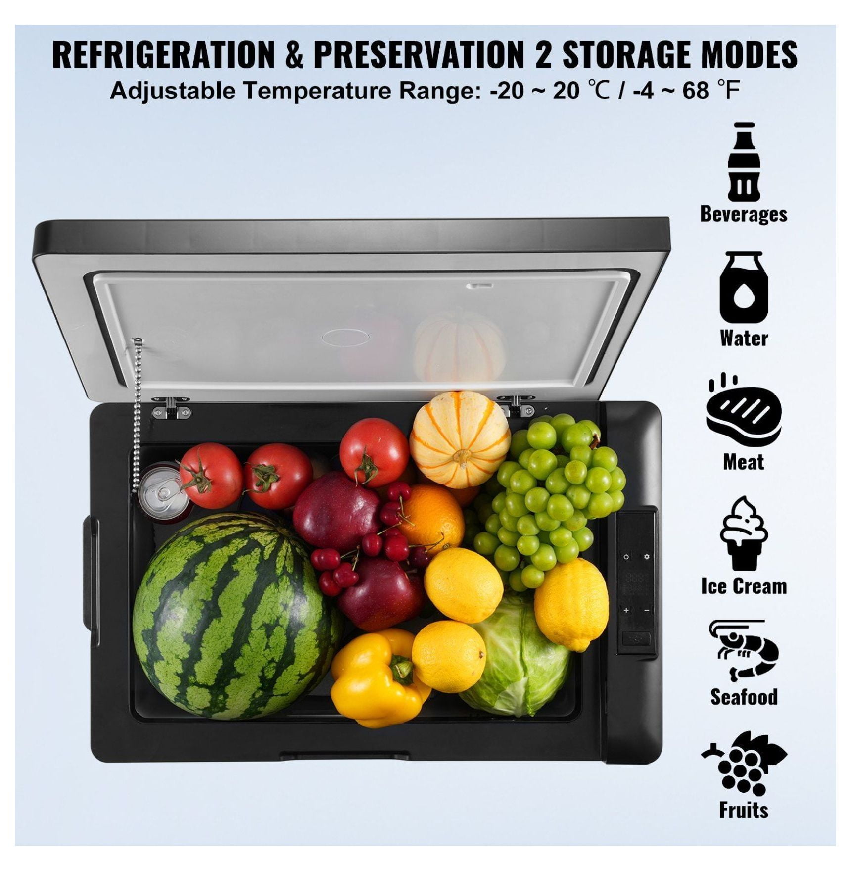 Car Refrigerator, 70L Portable Fridge Freezer, 12/24V DC & 110-240V AC, -4 to 68°F Adjustable Temp, Compressor Cooler for Camping, RV, Truck, Outdoor