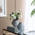 thumbnail image 2 of A&B Home Ribbed Geometric Glass Vase - Set of 2 - Smoke Luster, 2 of 5