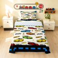 thumbnail image 2 of Erosebridal Cartoon Race Car Twin Sheets, Colorful Bedding, Cream White 3pcs (1 Flat Sheet, 1 Fitted Sheet and 1 Pillowcase), 2 of 6