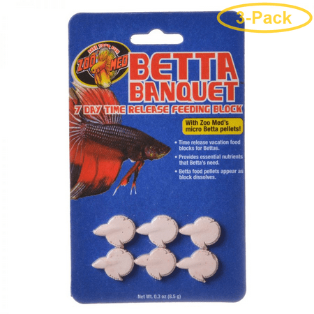 Fish Aquatic Feeder - Zoo Med Aquatic Betta Banquet - 7 Day Betta Feeder .3 oz (6 Pack) - Pack of 3