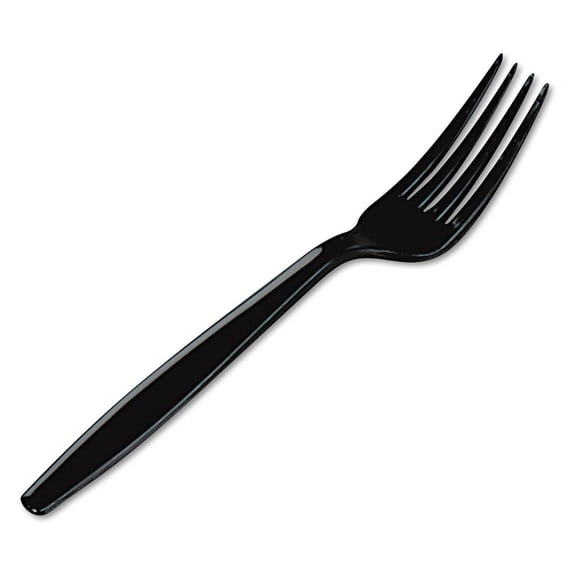 FH517 Plastic Cutlery, Heavyweight Forks, Black, 1000/Carton