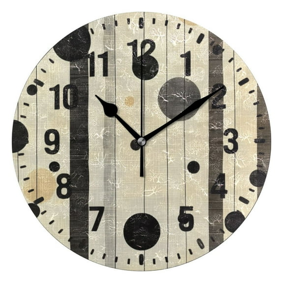 Yayeee 10" Wall Clock Battery Operated Quartz Round Silent Non-Ticking Home Decor,Stripes Pattern