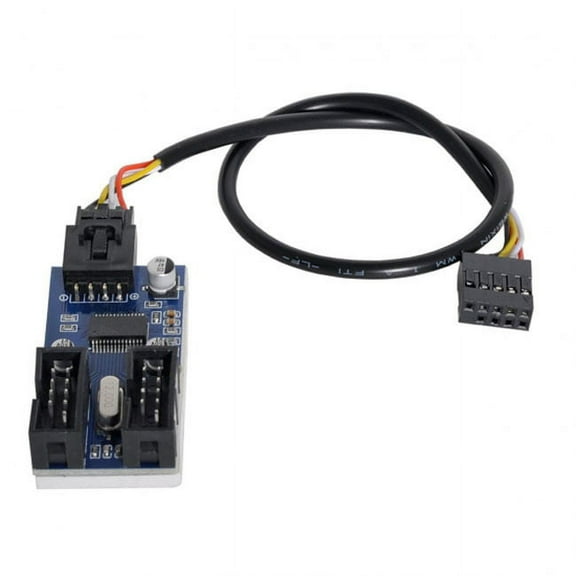 JSER Motherboard 9pin USB 2.0 Header 1 to 2 Female Extension Cable HUB Connector Adapter Port Multilier