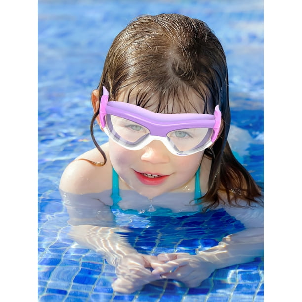 Muyoka Gafas de natacion para ninos Gafas de natacion transparentes antivaho para ninos Adolescentes Gafas de natacion de vision amplia Gafas protectoras de ojos de natacion impermeables con correa aj...