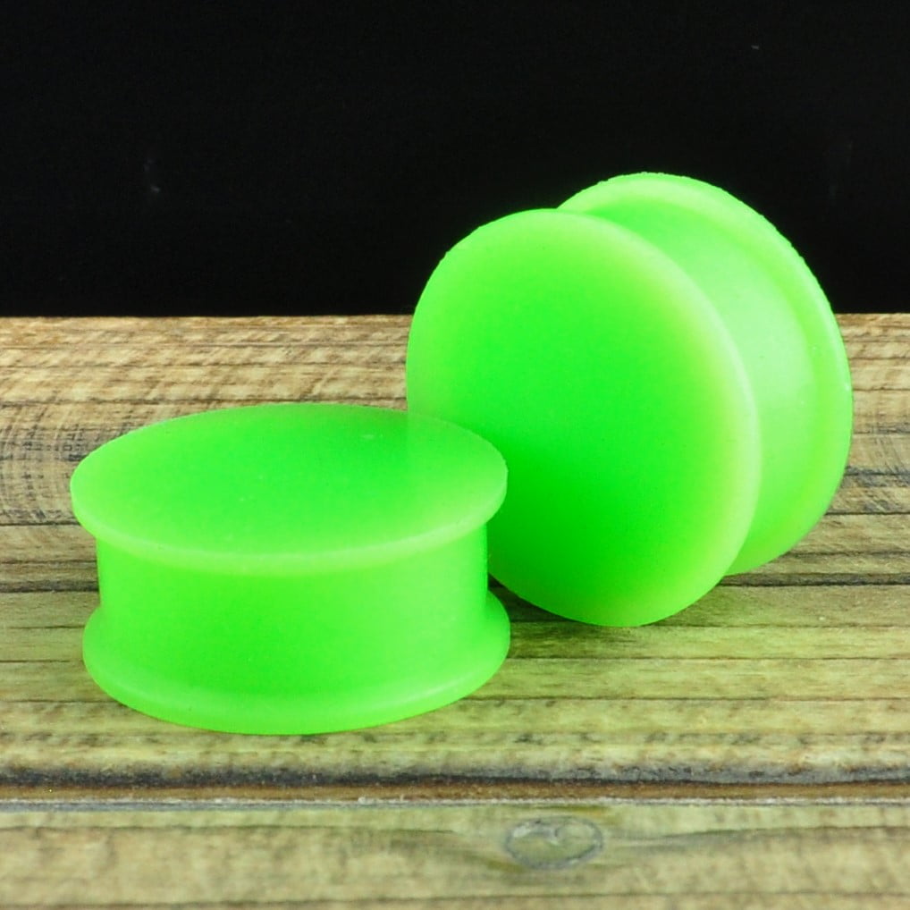 1 Pair Glow Green Soft Silicone Flexible Ear Plugs Gauges 