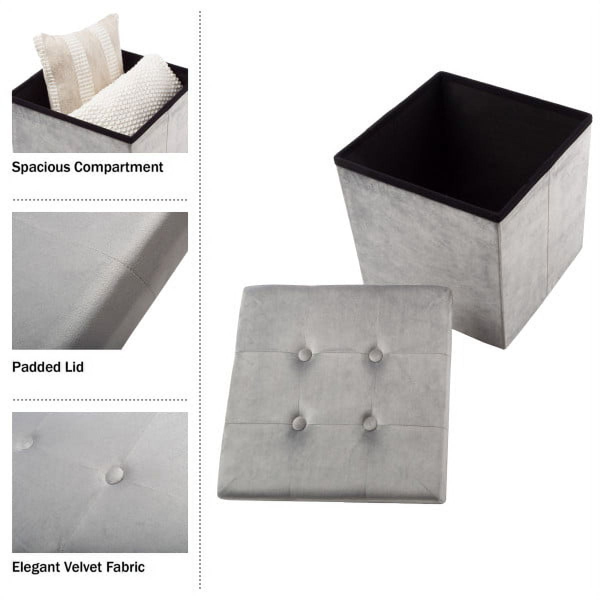 Lavish Home 15-inch Velvet Tufted Storage Ottoman, Footrest, or Linen Chest Gray