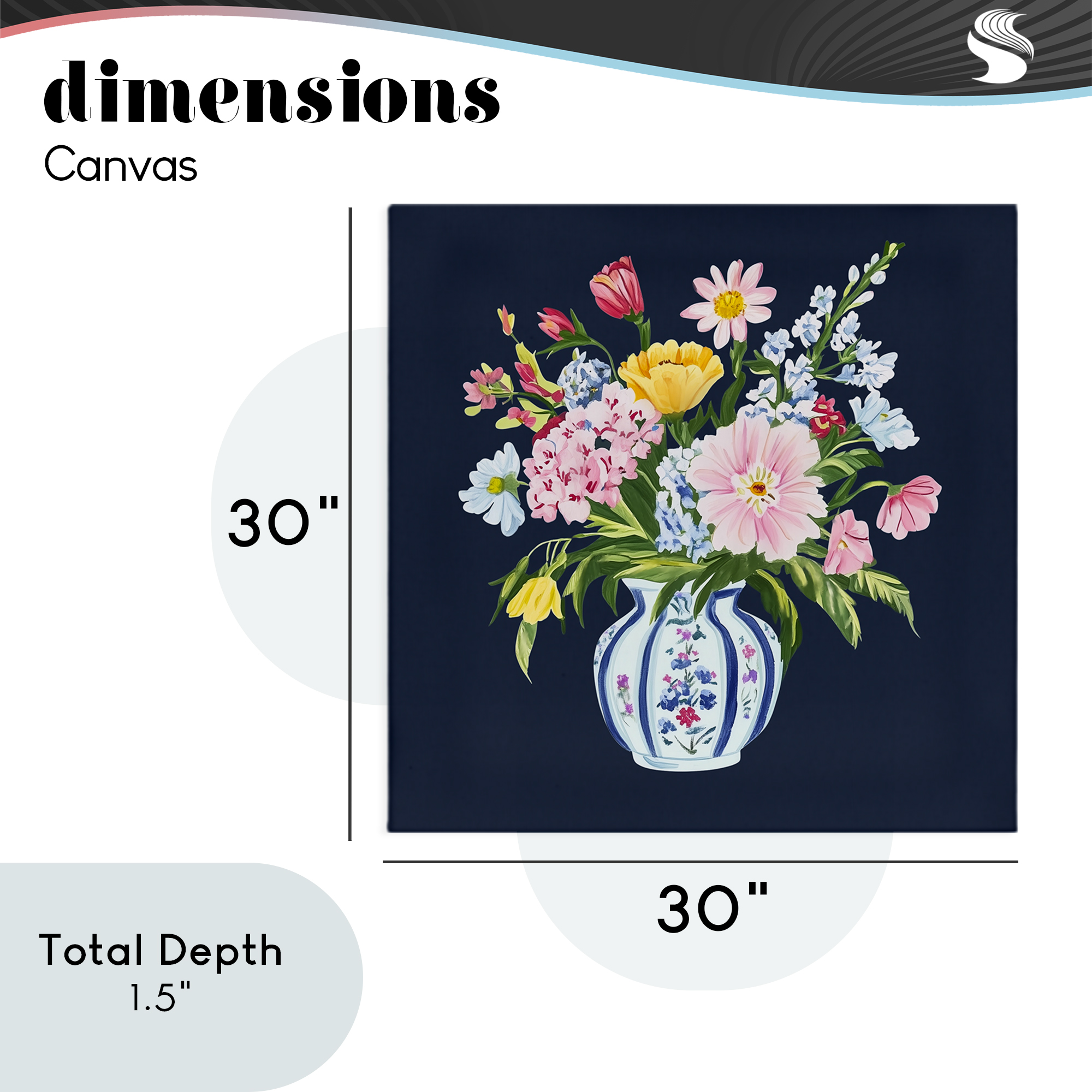 Spring Elegance Chinoiserie Vase Canvas Wall Art, design by Yen