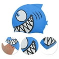 thumbnail image 3 of Unique Bargains 1 Pc Waterproof Cartoon Fish Pattern Swim Cap Deep Blue, 3 of 6