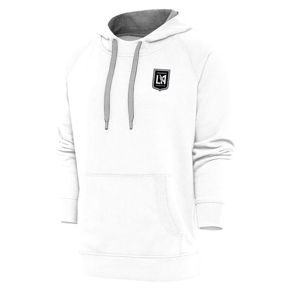 Men's Antigua White LAFC Brushed Metallic Logo Victory Pullover Hoodie