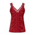 thumbnail image 4 of Lindreshi Tank Tops for Women Clearance Women Ladies Solid Sleeveless V-neck Pullover Lace Vest Tank Tops Shirts Blouse, 4 of 5