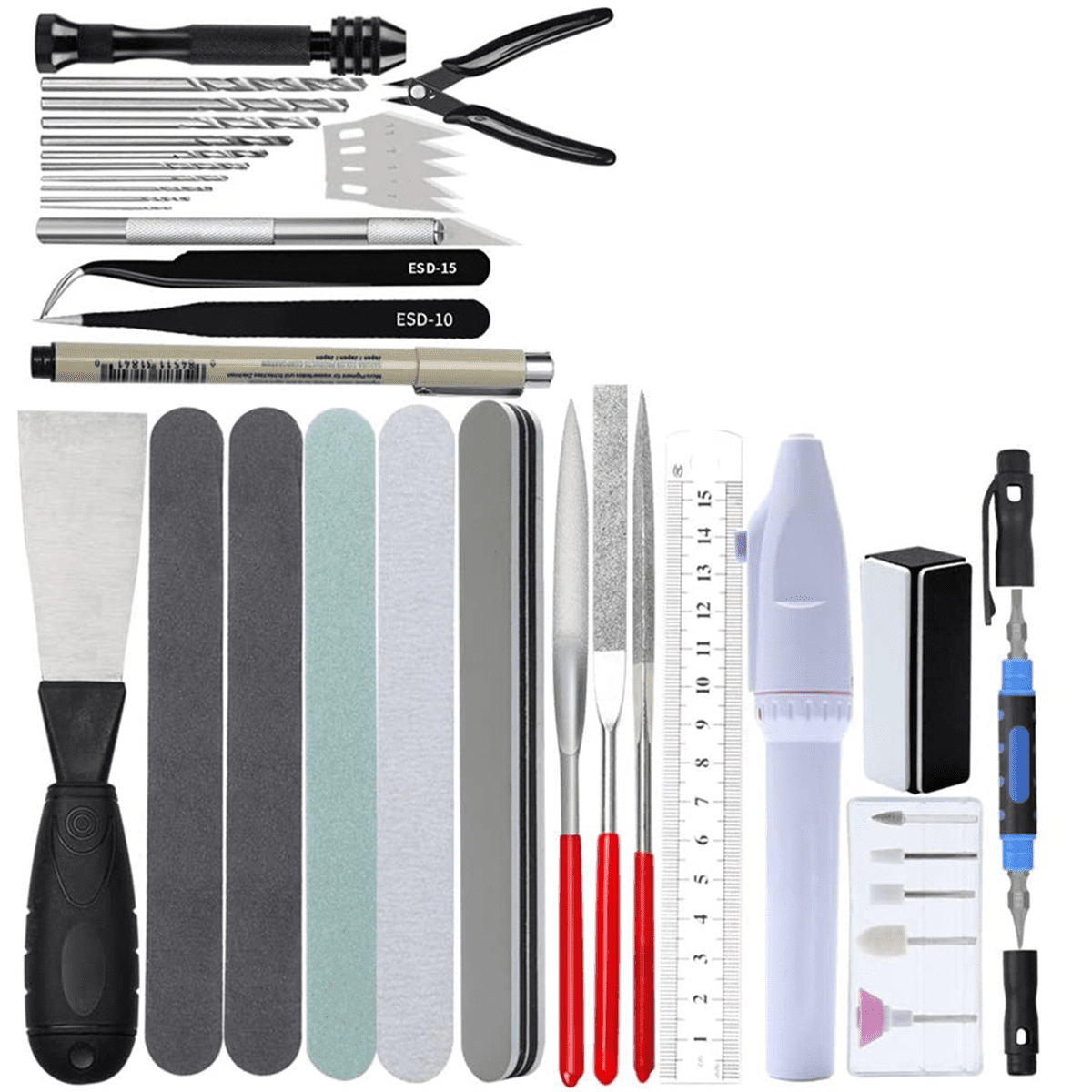 42 in 1 Model Building Tool Set Combo Accessories Kits Cut Tweezers Plier for DIY Grinding Polishing Drill,1 * 42-in-1 Model Building Tool Set