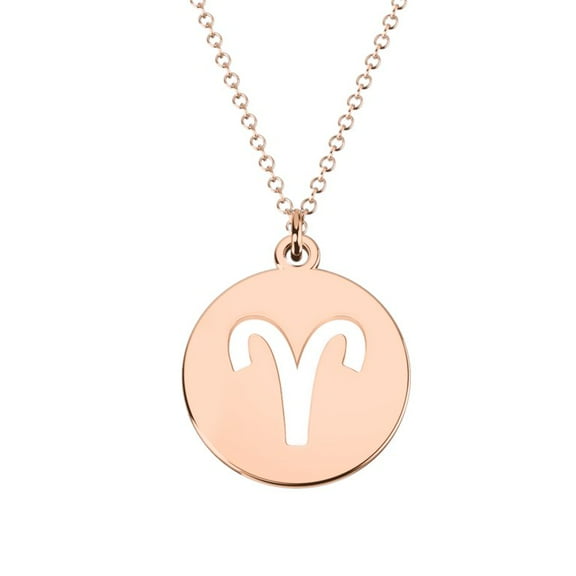 Devika Fine Jewelry Aries Zodiac Pendant 14k Rose Gold Plated 925 Sterling Silver Horoscope Necklace with 18 inches chain