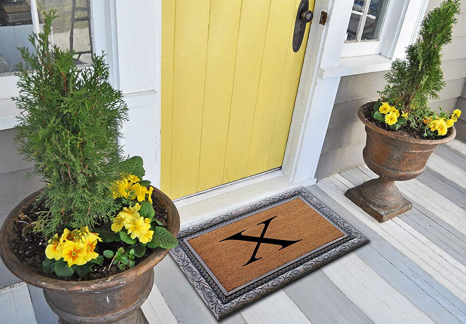 A1HC First Impression Rubber and Coir Albena 24" X 36" Bronze Finished Heavy Duty Monogrammed Doormat