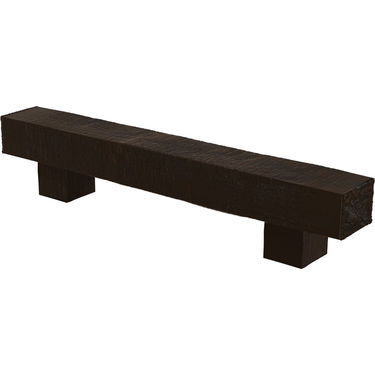 Ekena Millwork 4"H x 8"D x 60"W Rough Cedar Faux Wood Fireplace Mantel Kit w/ Alamo Corbels, Burnished Mahogany